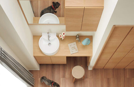 コンパクトな奥行で自宅のあらゆる場所に設置可能 エスタ 定額の洗面化粧台リフォームならリノコ